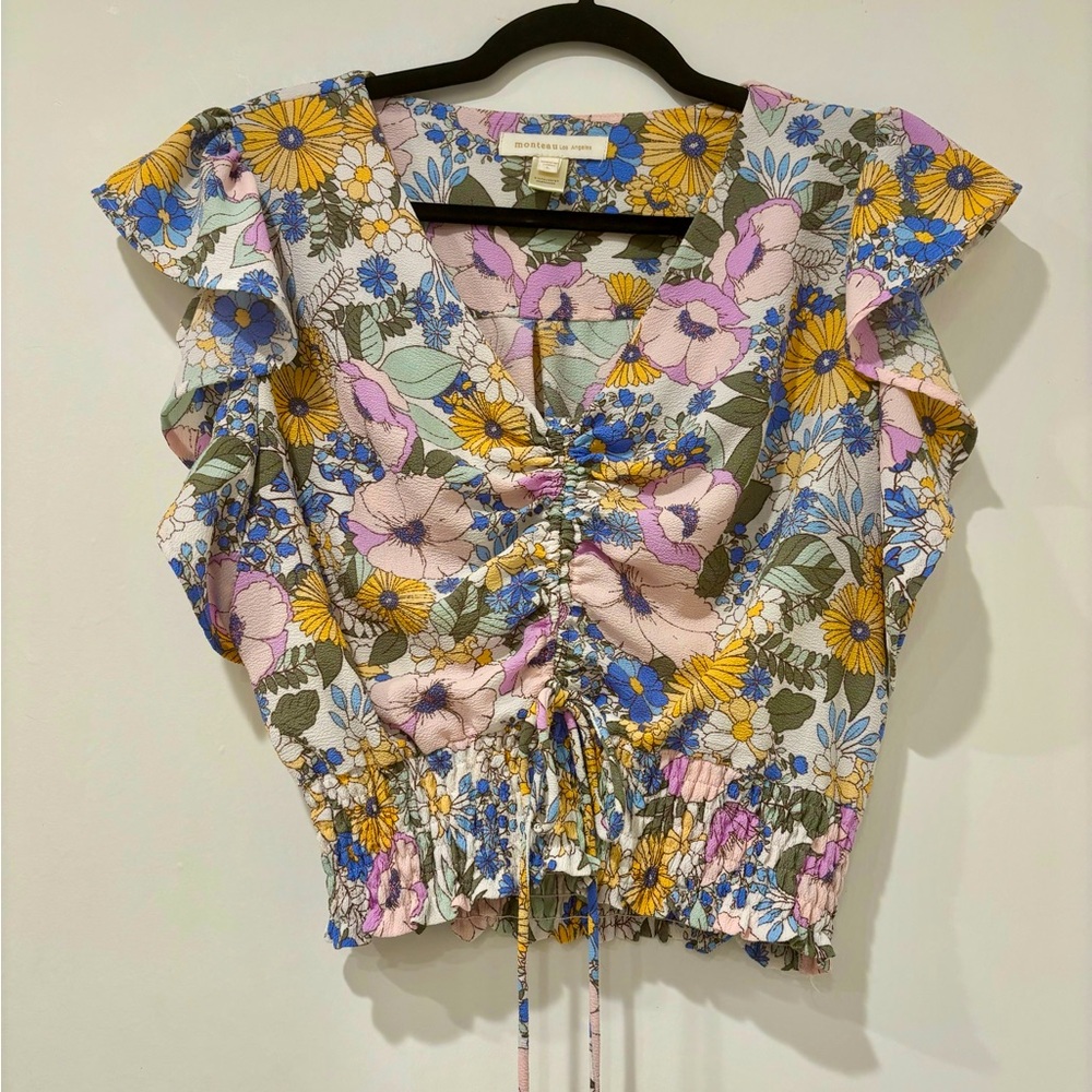 EUC elegant Floral Monteau Los Angeles Size L women’s top🌸